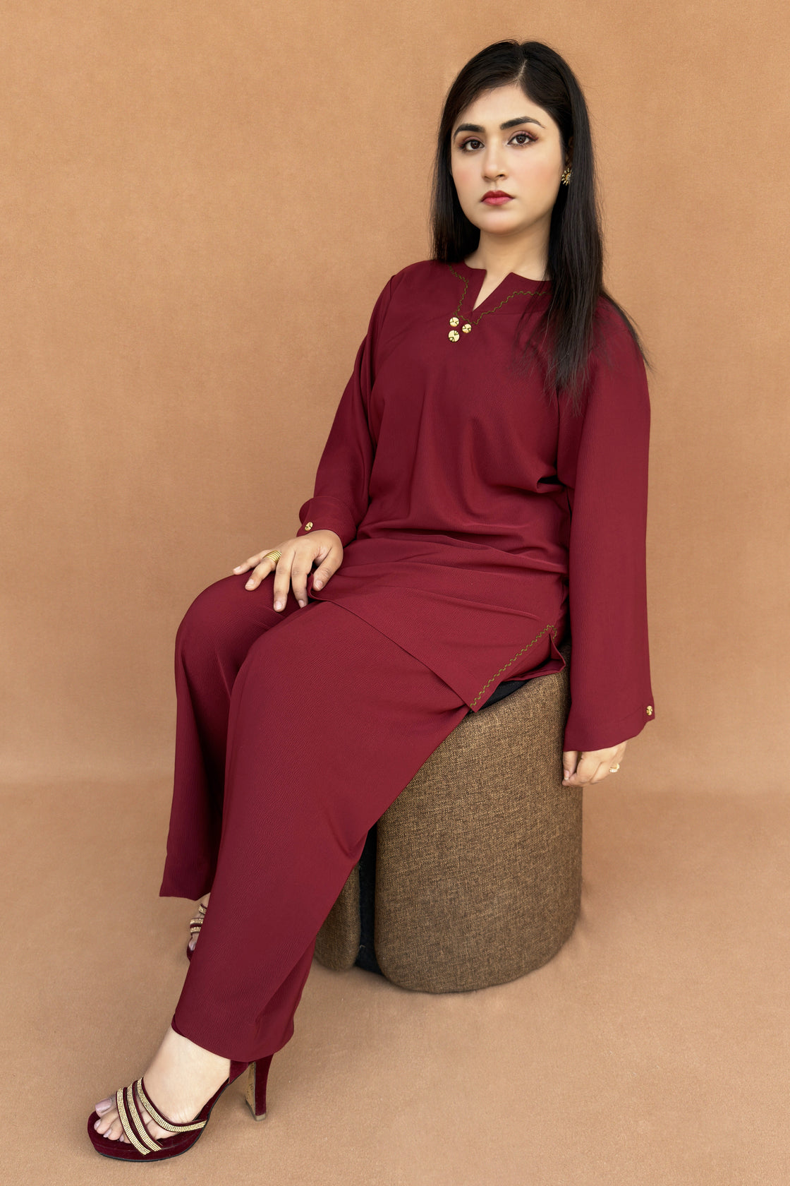 Royal Maroon Tunic & Pant Co-ord Set