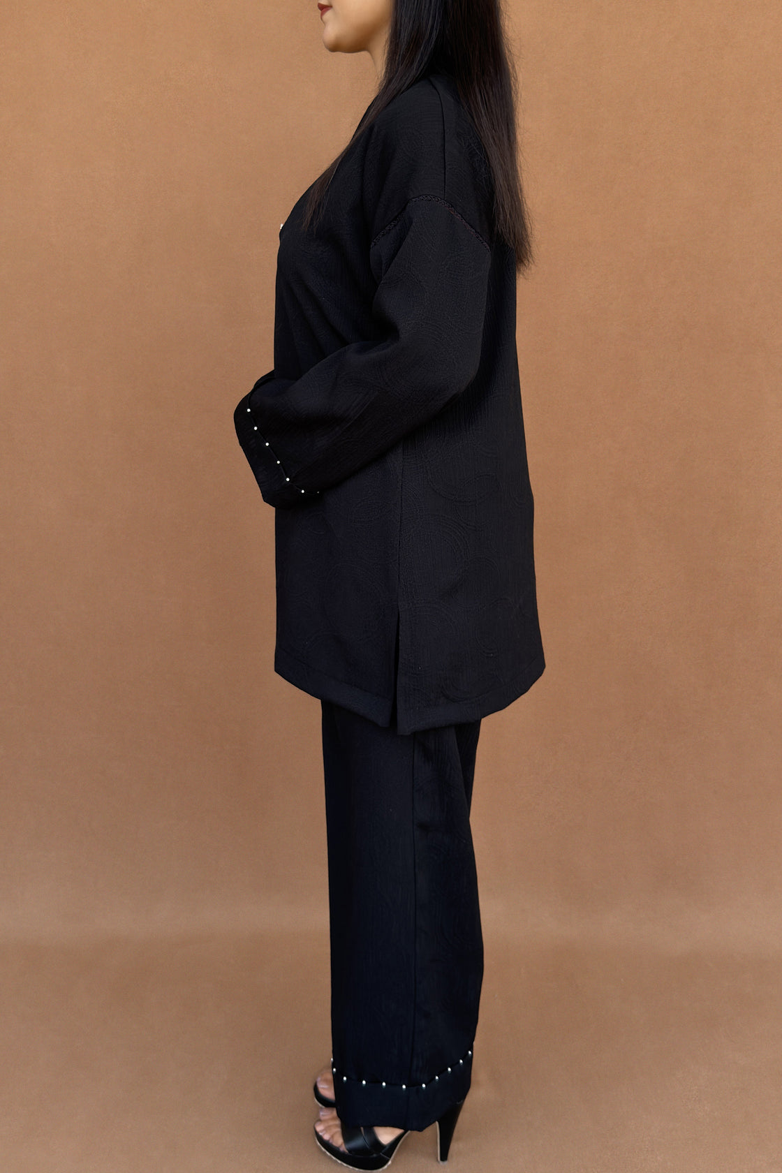 Black Co‑ord set with Pearl Embellished