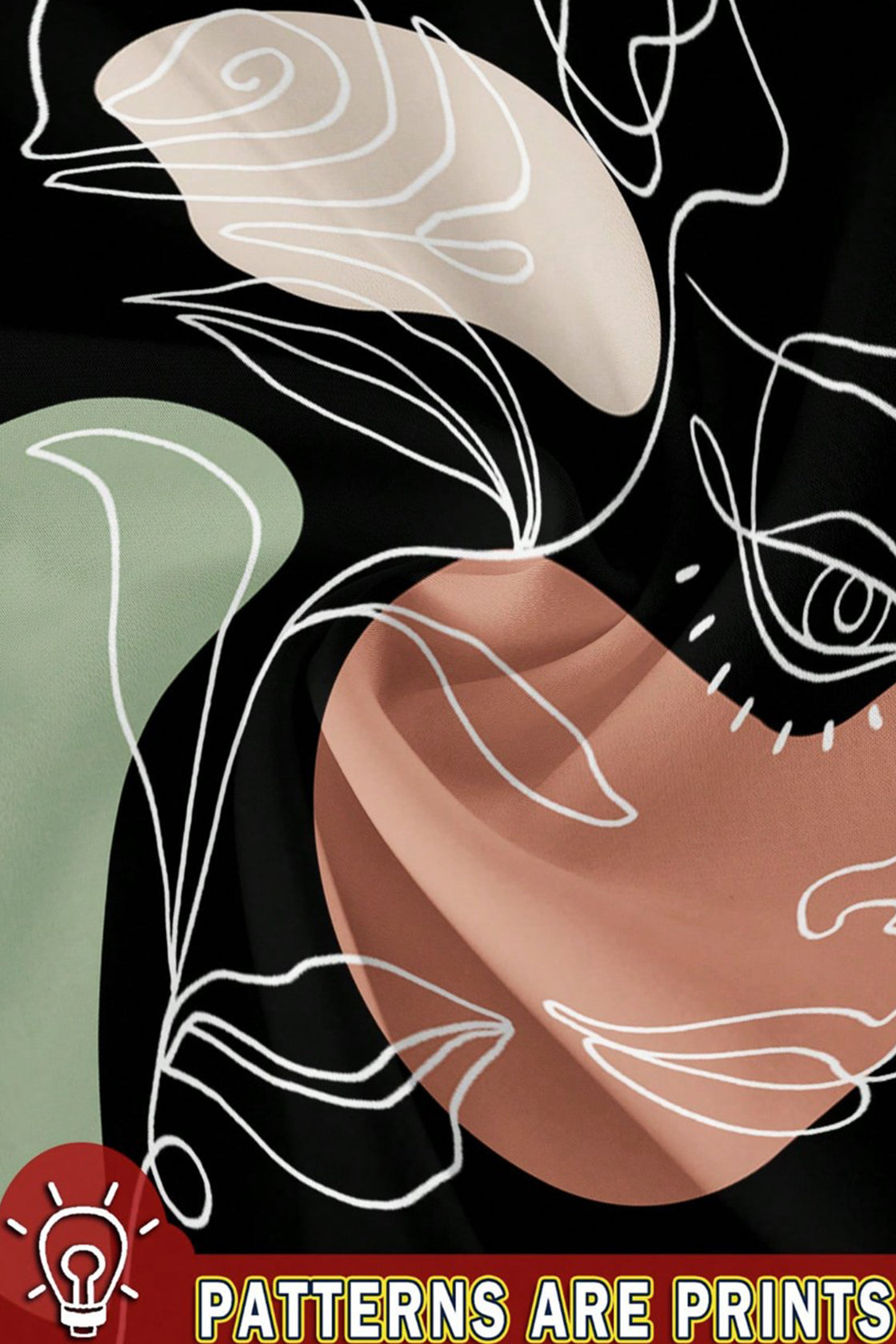 Black Abstract Faces T‑Shirt