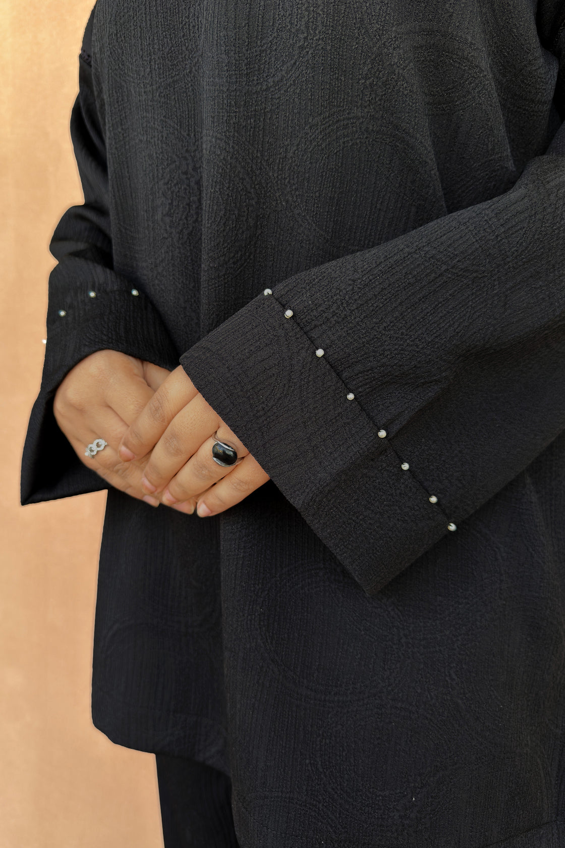 Black Co‑ord set with Pearl Embellished