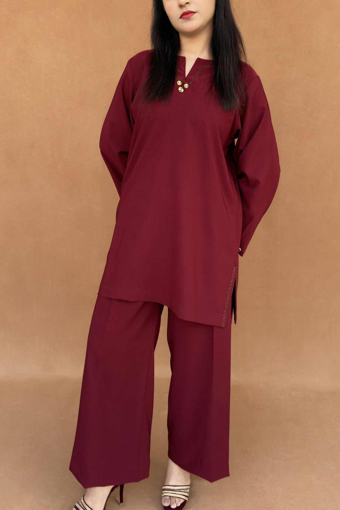 Royal Maroon Tunic & Pant Co-ord Set