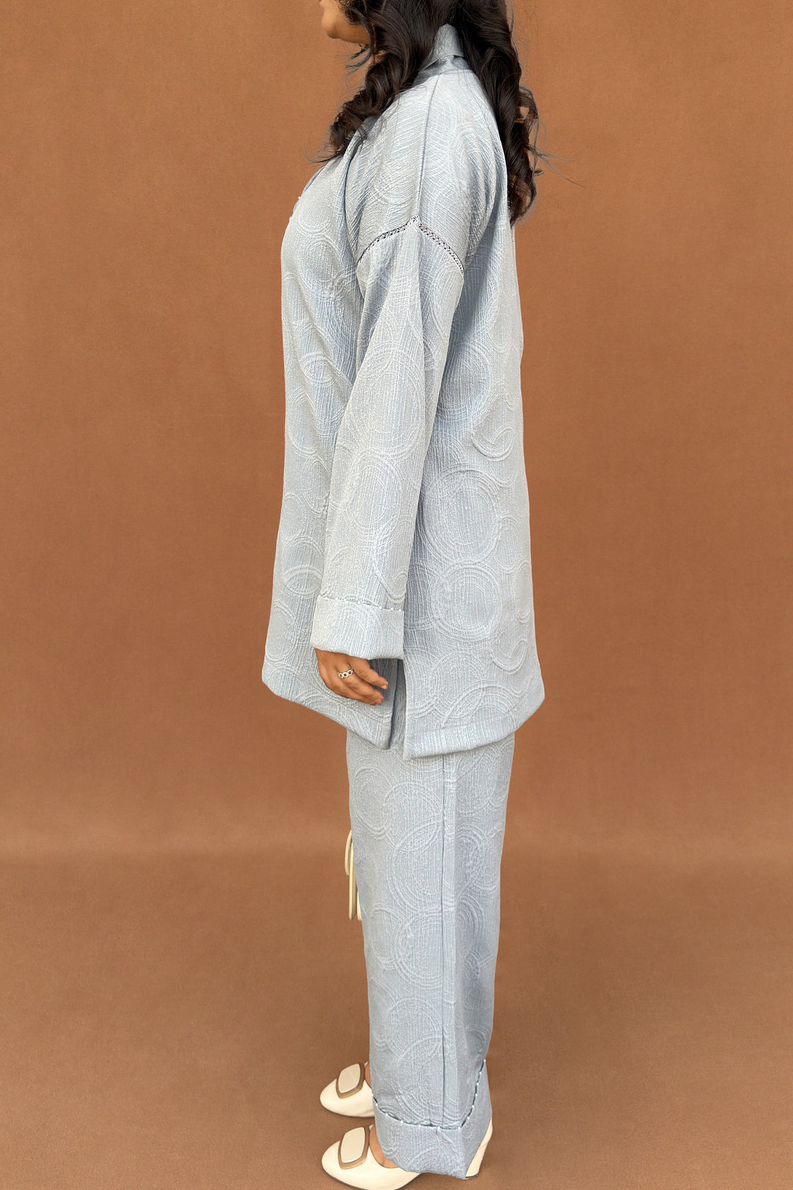 SKY Blue Co‑ord set with Pearl Embellished