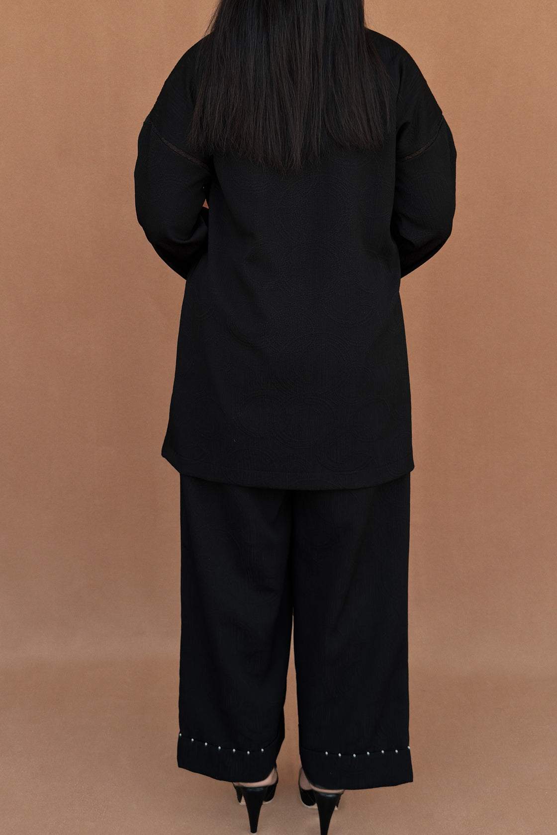 Black Co‑ord set with Pearl Embellished