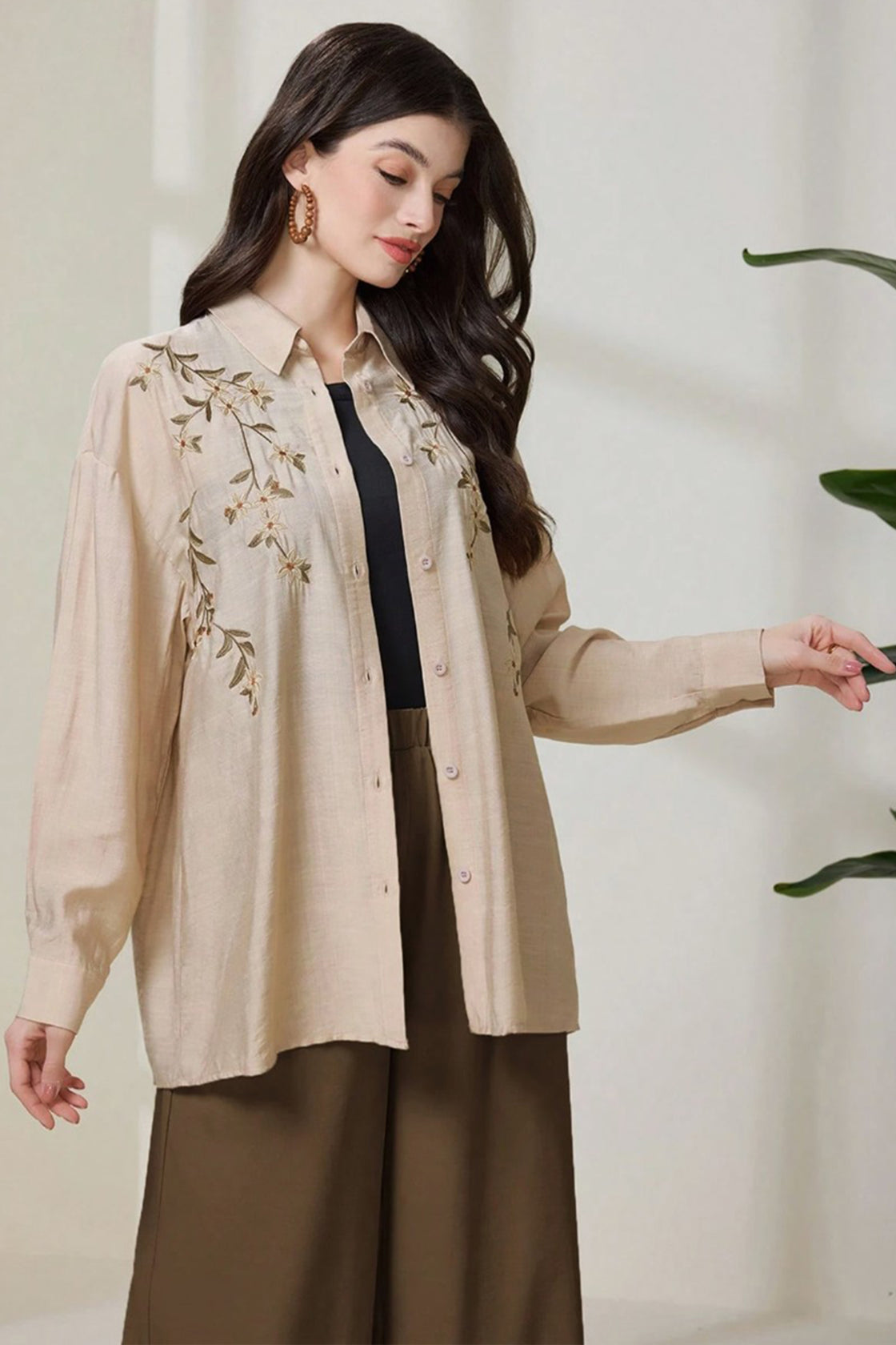 Beige Embroidered Elegance Set