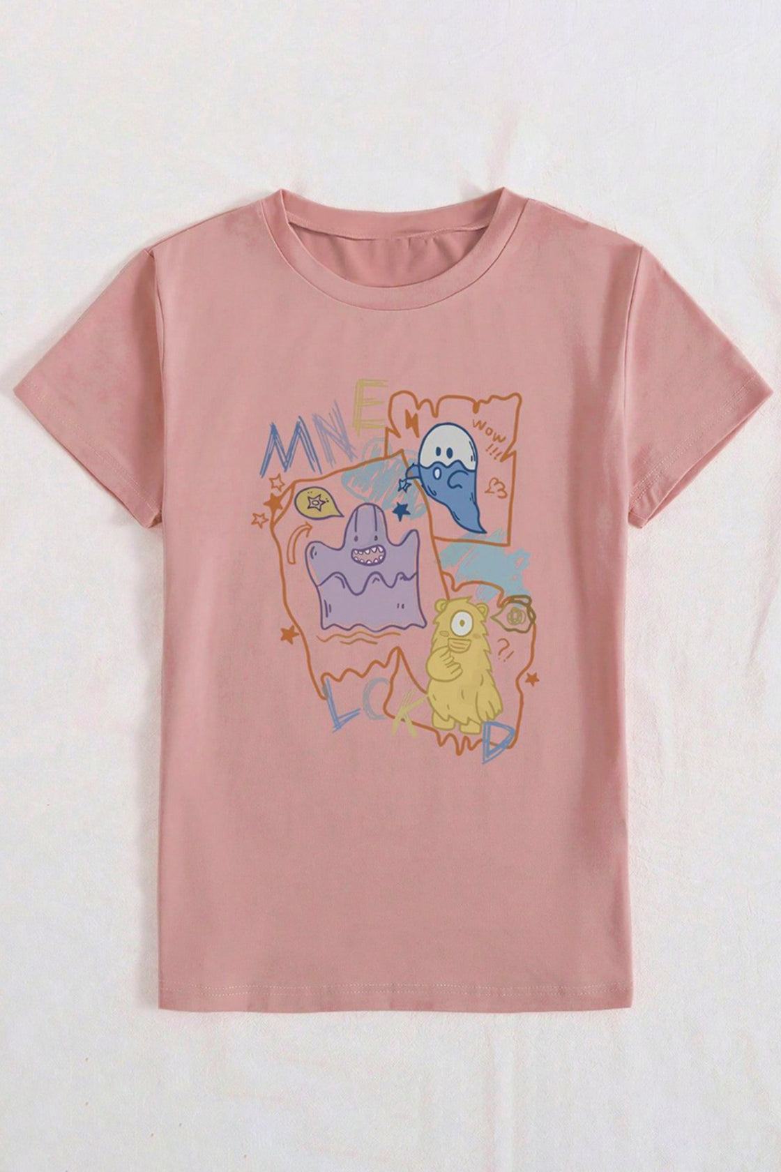 Funky Monster Graphic Shirt in peach pink