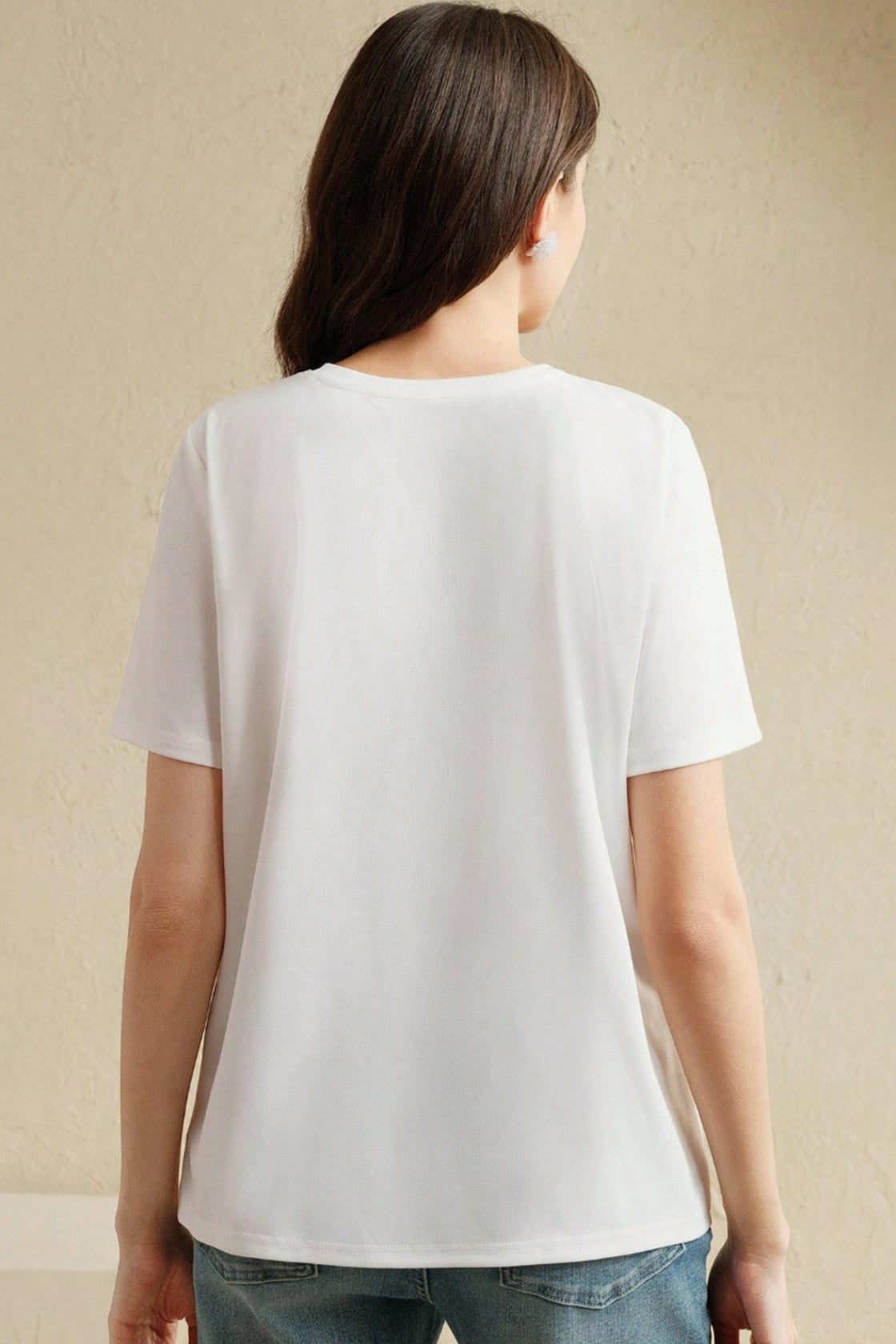 Blue Pearl‑Embellished Floral Graphic white shirt