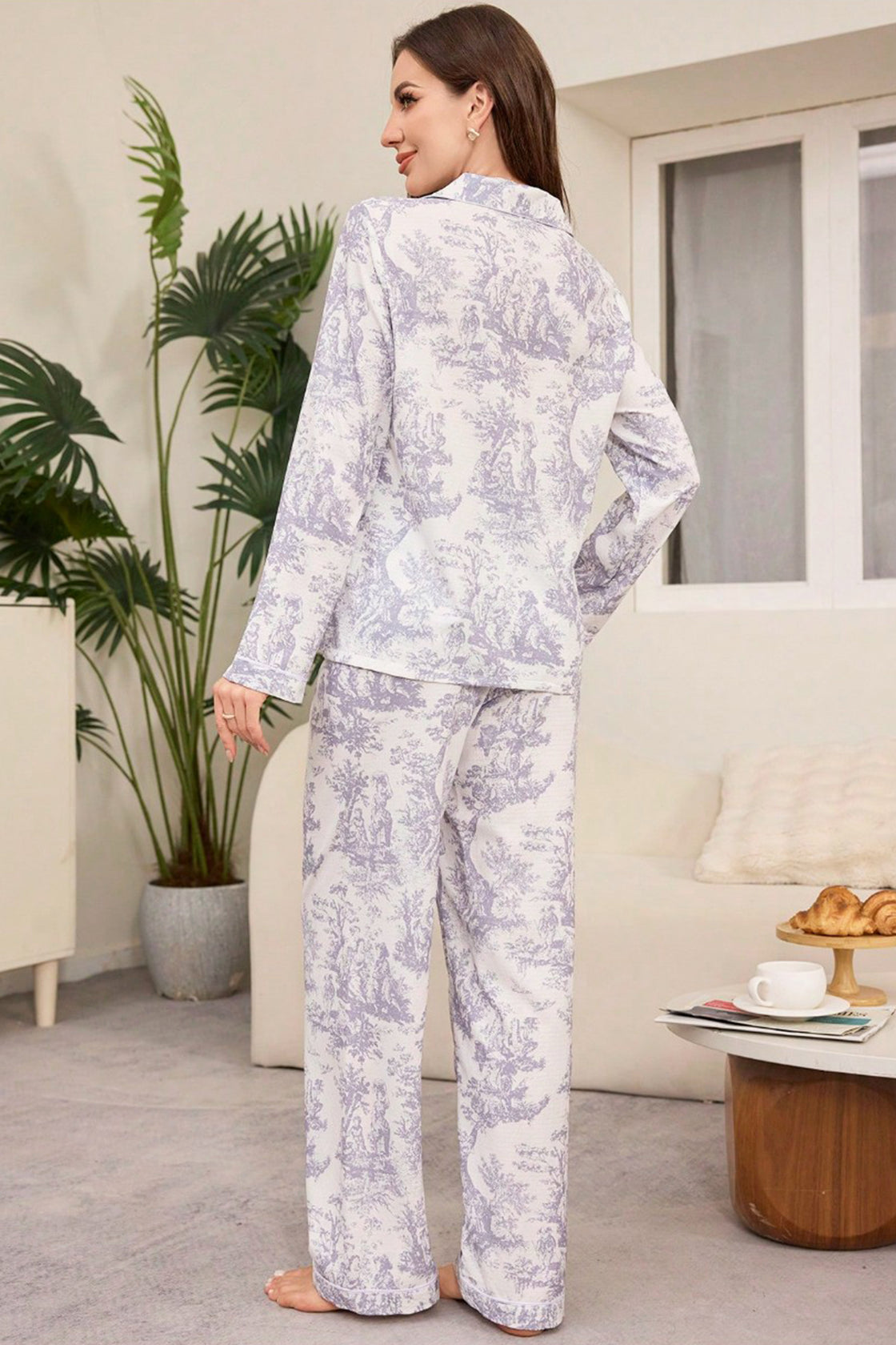 Lavender-toile patterned pajama set