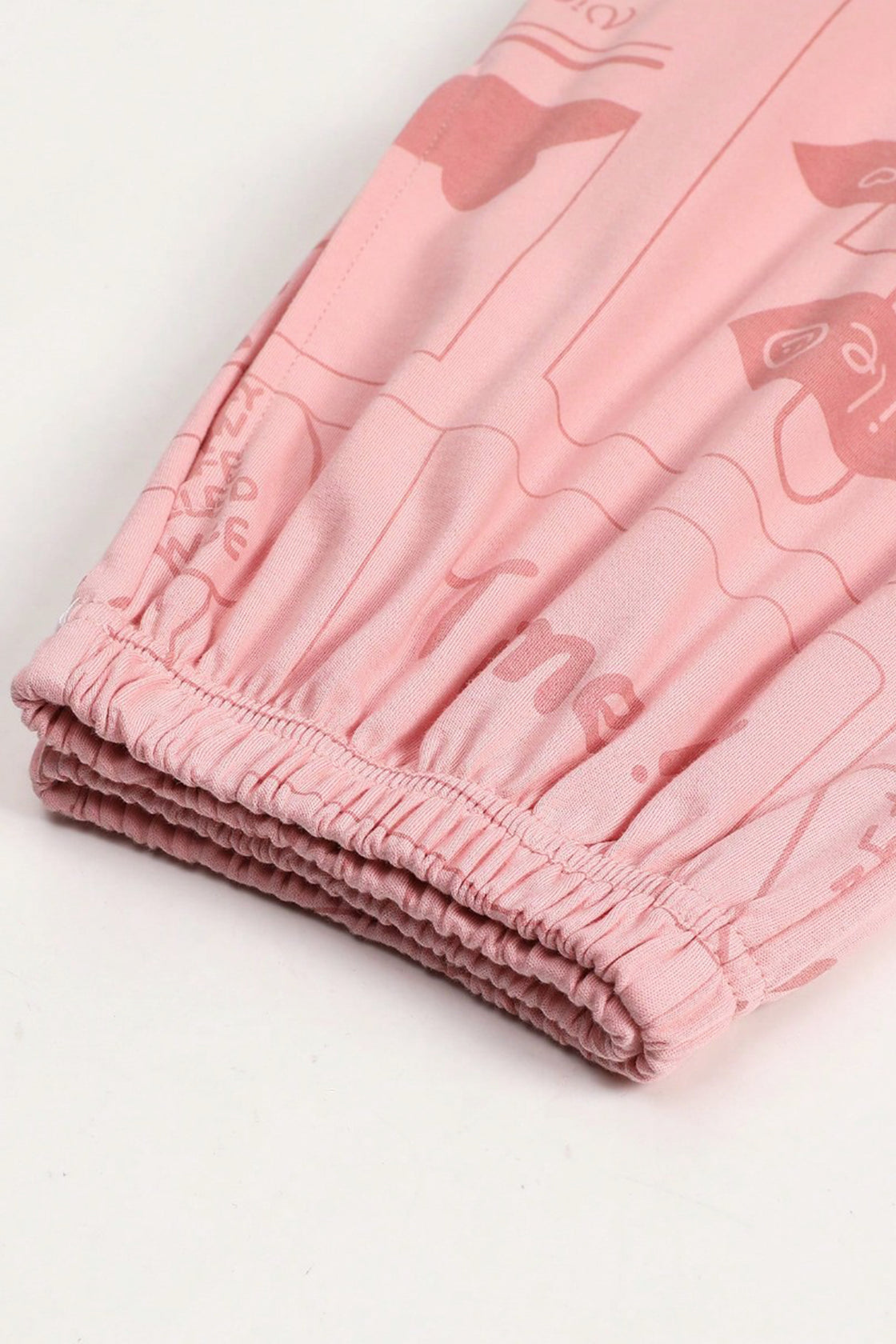 Pink cartoon‑bear printed  night suit.