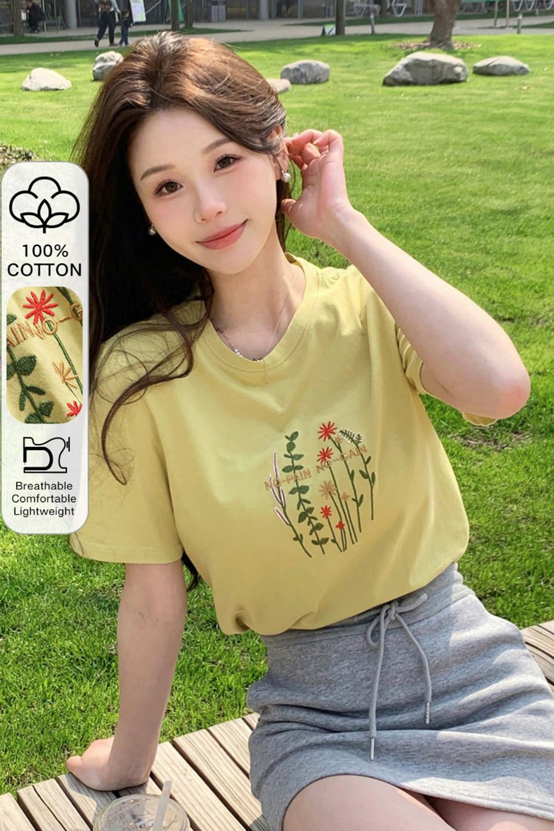 Sunshine Striver Tee in  pale yellow